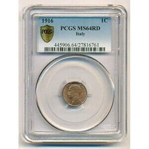 Italy 1916 Centesimo MS64 RED PCGS